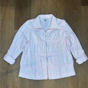 Christopher & Banks Womens P/L Blush Pink Zip Front Jacket Cotton Stretch